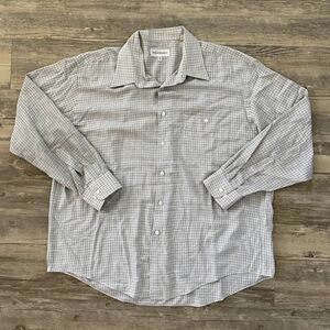 Yves Saint Laurent YSL Checkered Button Down Shirt Size 17.5 XL